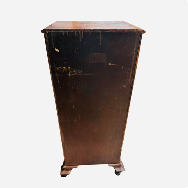 English 1940s Mahogany Music Cabinet With Flame Wood Front For Sale - Image 3 of 12