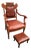 Rare Antique Victorian Carved Oak & Leather Throne Armchair With Matching Ottoman For Sale