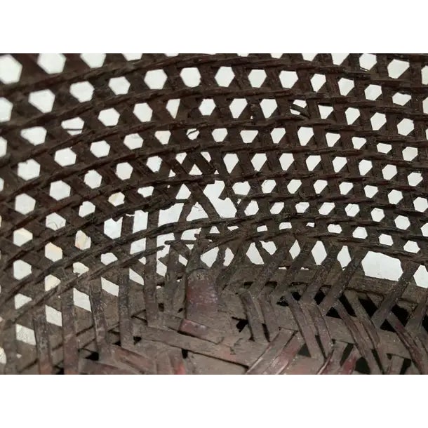 Chinese Basket Pair Hand-Woven Rattan With Red Wood Base, Early 20th Century For Sale - Image 14 of 16