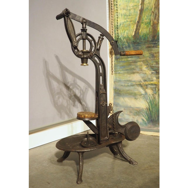 1900 - 1909 Circa 1900 Heavy Cast Iron French Wine Bottle Corker For Sale - Image 5 of 12