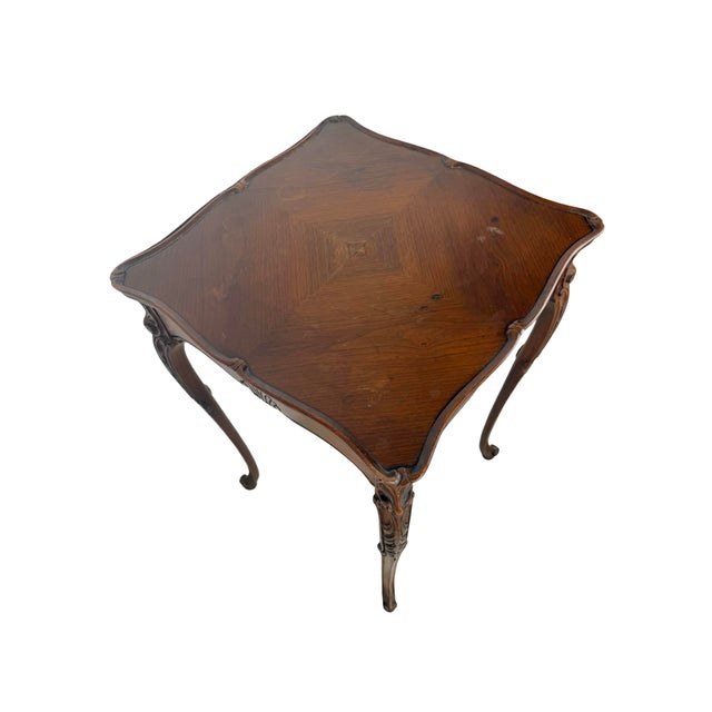 Vintage French Provincial Tall Square Table With Sculptural Turned Legs For Sale - Image 4 of 15