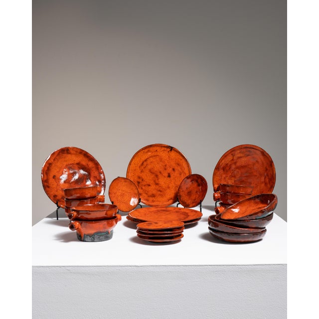 1970s Germany Burnt Orange Ceramic Dinnerware Set For Sale - Image 11 of 15