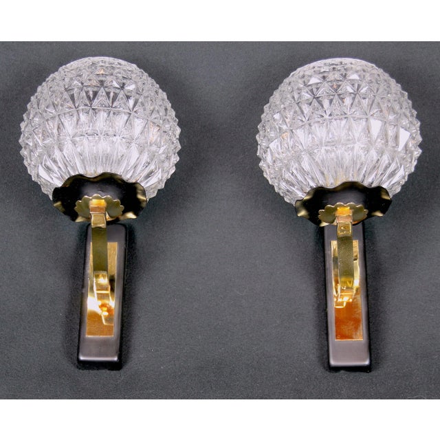 Maison Arlus Mid-Century Black & Brass Sconces, France - a Pair For Sale - Image 6 of 6