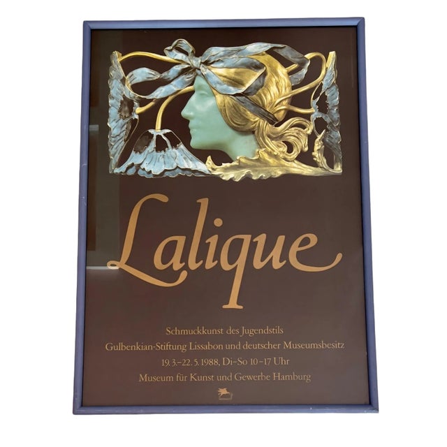 1980s 1988 Poster René Lalique Museum Für Kunst Hamburg Exhibition Poster, Framed For Sale - Image 5 of 8