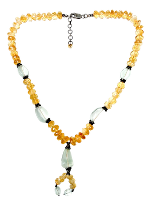 Vintage Silver and Citrine Bead Necklace, 1990s