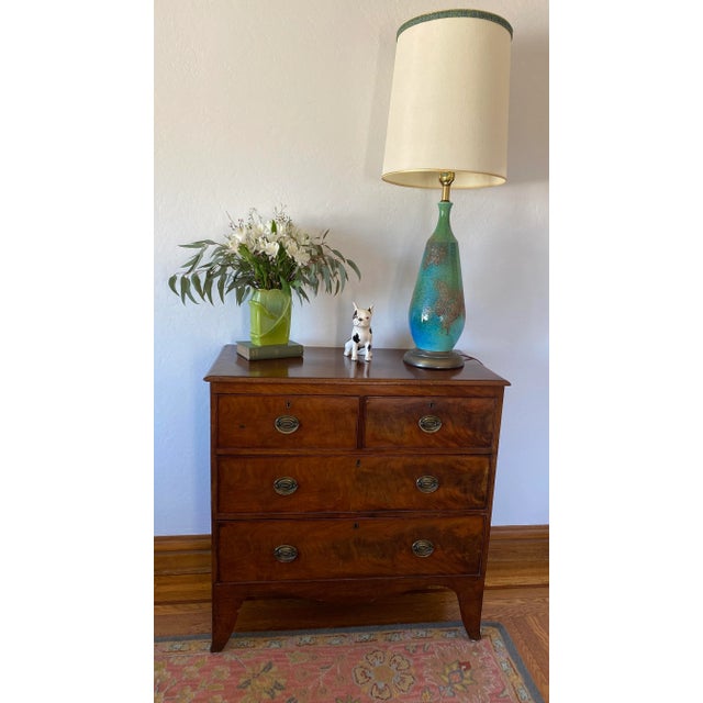 Stunning Antique early 19th Century Georgian Mahogany Chest of Drawers English or American, It features brass: drop...
