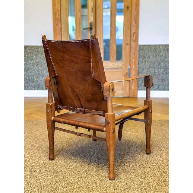 Safari Lounge Chair in Oak and Cognac Leather by Wilhelm Kienzle for Kaare Klint, 1950s For Sale - Image 4 of 18