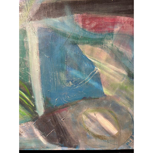Large Vintage Contemporary Abstract Oil Painting 50 X48 For Sale - Image 11 of 18