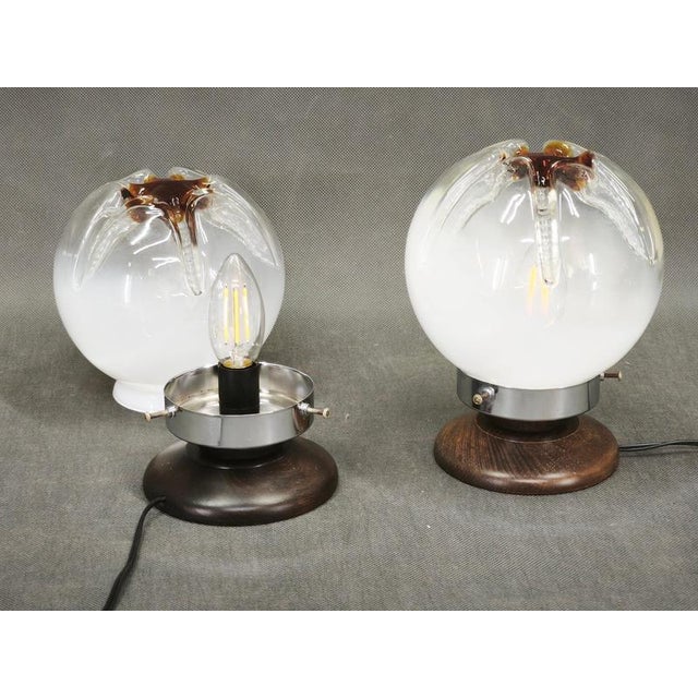 Mid-Century Modern Murano Glass Table Lamps, Italy, 1950s, Set of 2 For Sale - Image 9 of 11