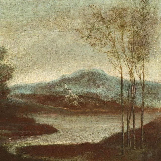 North Italian School Artist, Landscape with Figures, 1700s, Oil on Canvas, Framed For Sale - Image 5 of 10