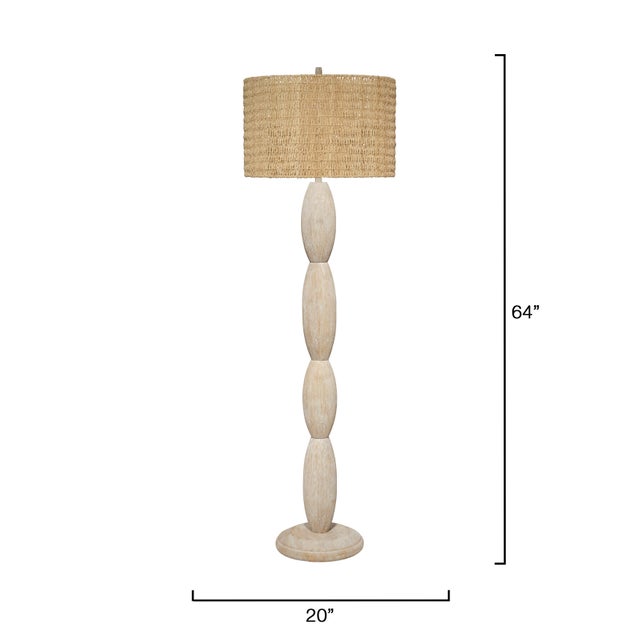 Rustic Almond Floor Lamp, White Washed Wood For Sale - Image 3 of 5