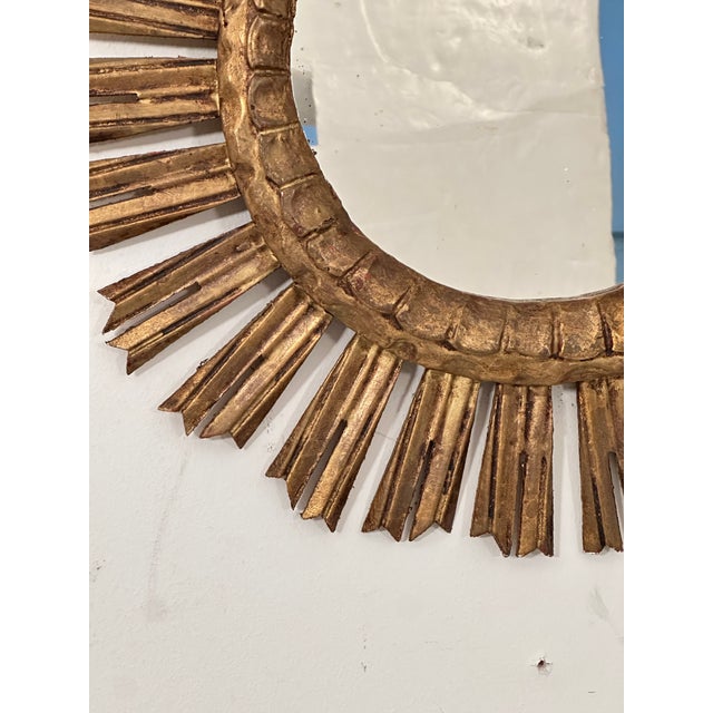 French Gilt Sunburst or Starburst Mirror (Diameter 20) For Sale In Austin - Image 6 of 8