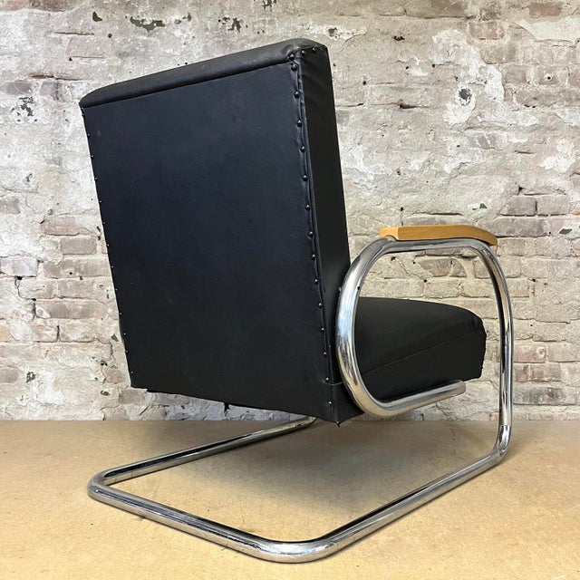 Tubax Armchair in Black Faux Leather For Sale - Image 5 of 17