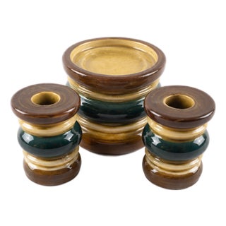 Scandinavian Modern Model KB 301 Candlesticks in Ceramic from Gabriel Sweden Rings, 1970s, Set of 3 For Sale