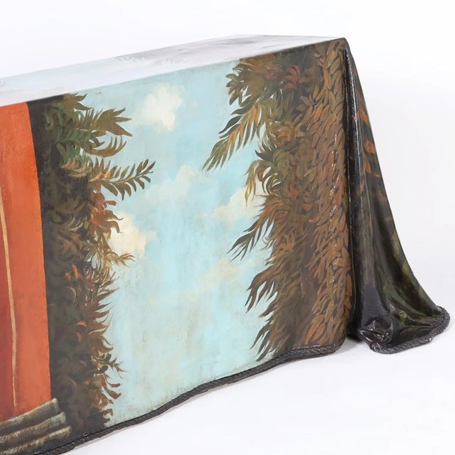 Mid Century Ghost Drapery Console With Painted Leopard by Reginald Baxter For Sale - Image 9 of 11