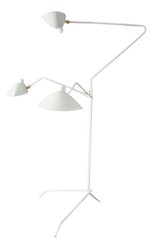 Mid-Century Modern White Three Rotating Arms Floor Lamp by Serge Mouille
