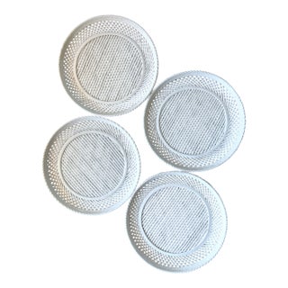 1970s Handmade Italian Porcelain Lattice Weave Plates the Style of Richard Ginori – Set of Four For Sale