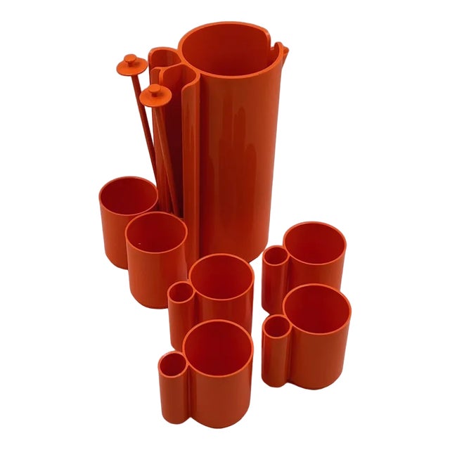 Space Age Drinking Set Orangeade by Jean Pierre Vitrac, 1970s, Set of 9 For Sale