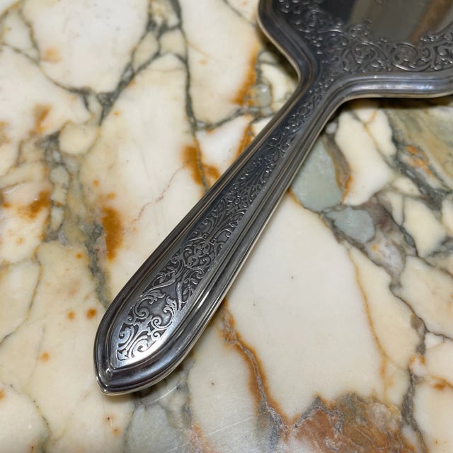 Sterling Silver Hand Held Mirror With Floral Design For Sale - Image 4 of 7