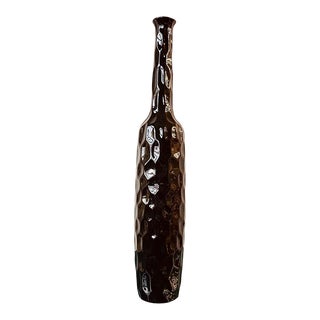 Oversized Black Ceramic Dimpled Vase For Sale