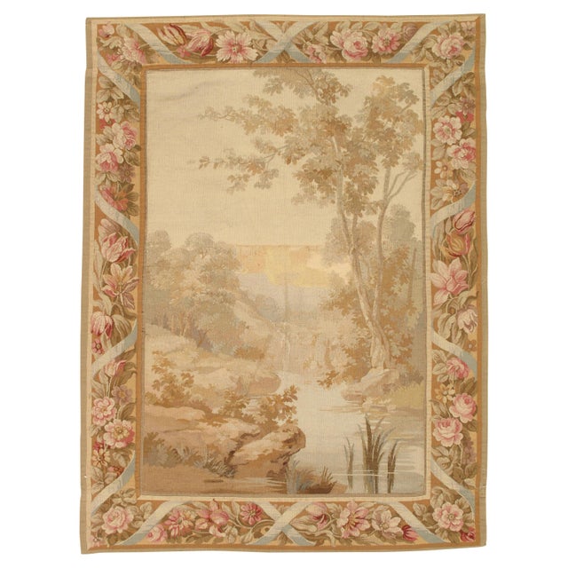 19th Century Aubusson Tapestry, Handmade, Ivory, Taupe, Cream For Sale - Image 18 of 18