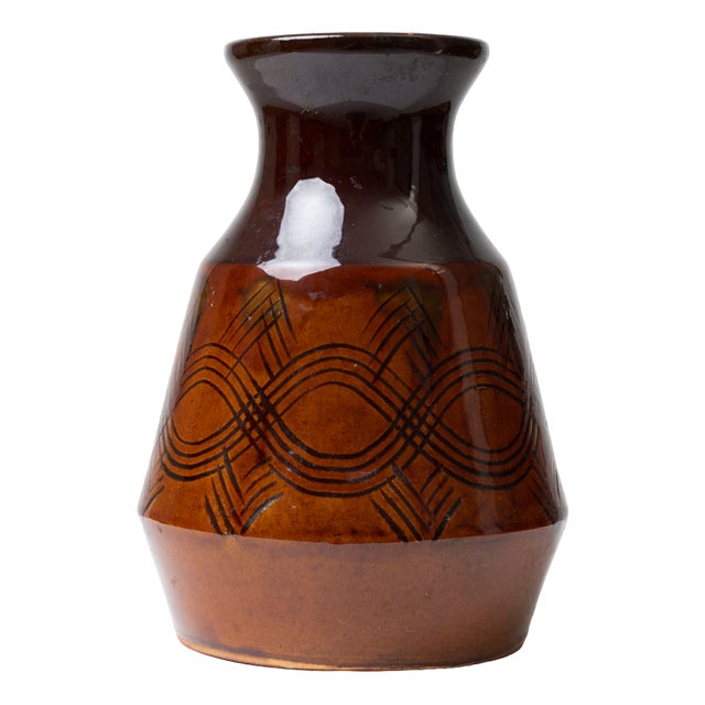 Brown Ceramic Vase, Former Czechoslovakia, 1960s For Sale