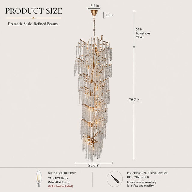 Capture the quiet elegance of winter with this sculptural 21-light tree branch chandelier. Dozens of slender arms in a...