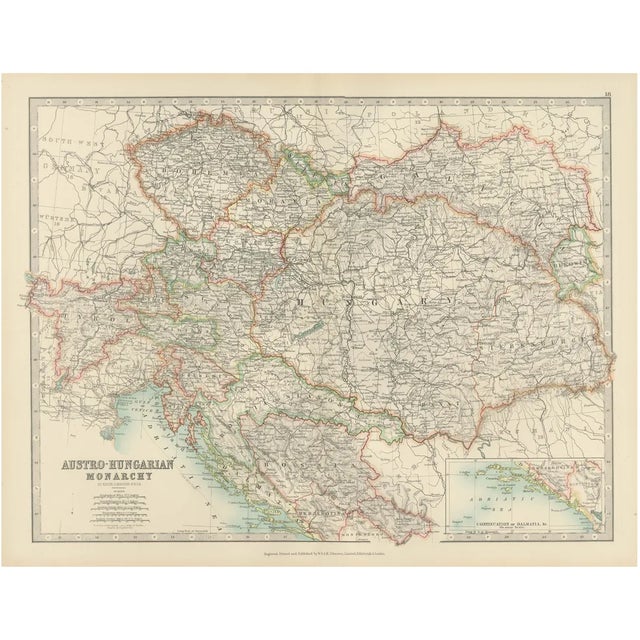 Antique Map of the Austro-Hungarian Monarchy, 1903 For Sale
