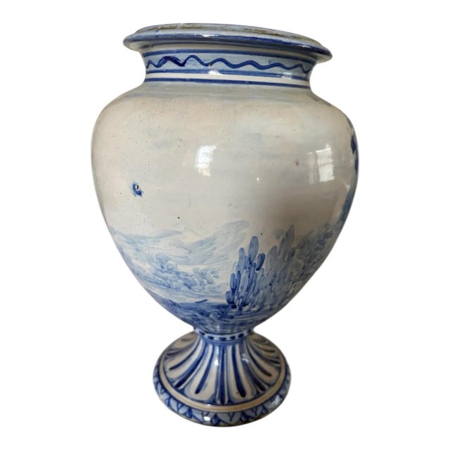 Early 20th C Savona Italy Cobalt and White Faience For Sale - Image 4 of 6