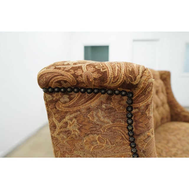 Vintage Marge Carson Curved Tufted Upholstered Dining Bench With Tassel Fringe For Sale - Image 12 of 13