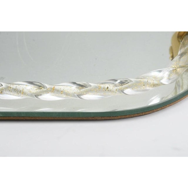 1960s Large Mid-Century Murano Glass Mirror Tray with Gold Leaf Torcido and Rococo Engraving, Italy, 1960s For Sale - Image 5 of 9