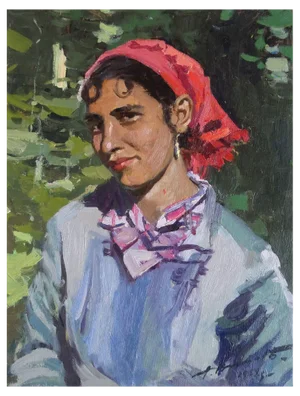 Alfejs Bromults, Gypsy Woman, 1959, Oil on Cardboard