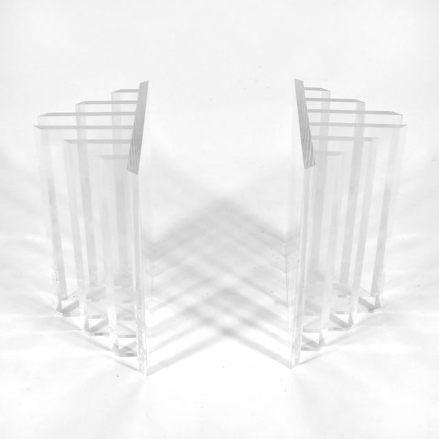 Hollywood Regency John Mascheroni Lucite Table Bases For Sale - Image 3 of 8