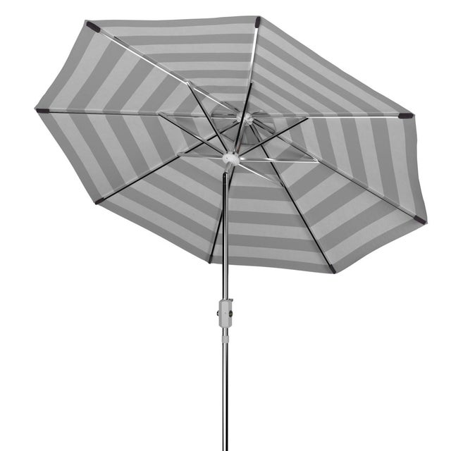 2020s Iris Fashion Line 9Ft Round Umbrella, Black & White/Chrome Pole For Sale - Image 5 of 7