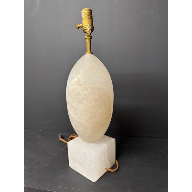 Visual Comfort Julie Neil Versa table lamp. Beautiful specimen of alabaster with a braided cord. Socket rated up to 100...