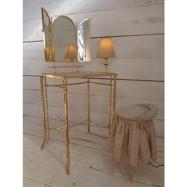 Mid-Century Modern Dressing Table and Seat in Faux Bamboo, 1950s, Set of 2 For Sale - Image 3 of 18