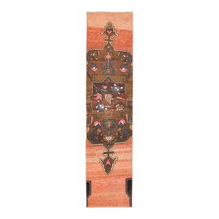 Vintage Turkish Oushak Handmade Wool Cotton Orange Runner Rug For Sale