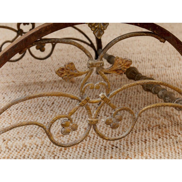 Fireside Antique Chair With Wrought Iron and Cast Brass For Sale - Image 9 of 9
