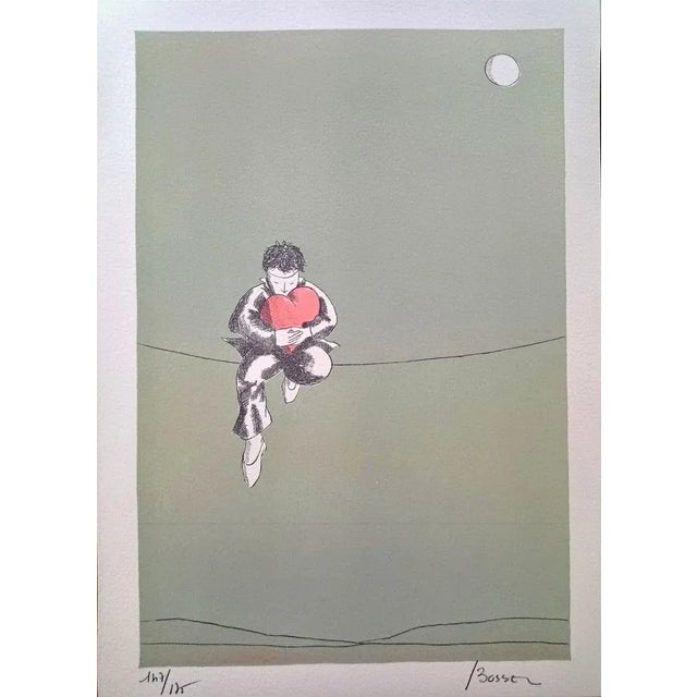 Modern Jacques Bosser, The Heart Dancer 3 (Funambule), Original Lithograph, 1970s For Sale - Image 3 of 3