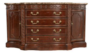 Bernhardt French Regency Louis XVI Carved Mahogany Marble Top Sideboard Credenza