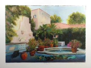 "Beverly Glen" Contemporary Outdoor Scene Hand-Signed Embellished Giclee Print on Paper by Starlie Sokol Hohne