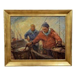 Pierre Verbeke, The Return from Fishing, 1930, Oil on Canvas For Sale