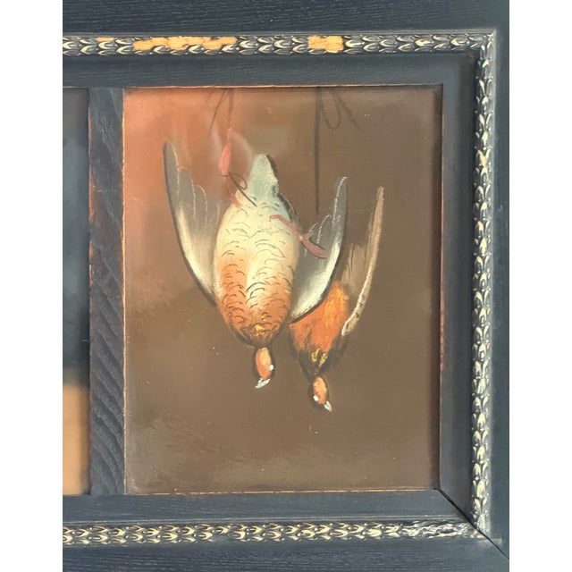 Antique Triptych Signed Painting of Game Birds & Still Life Fruit For Sale - Image 9 of 12