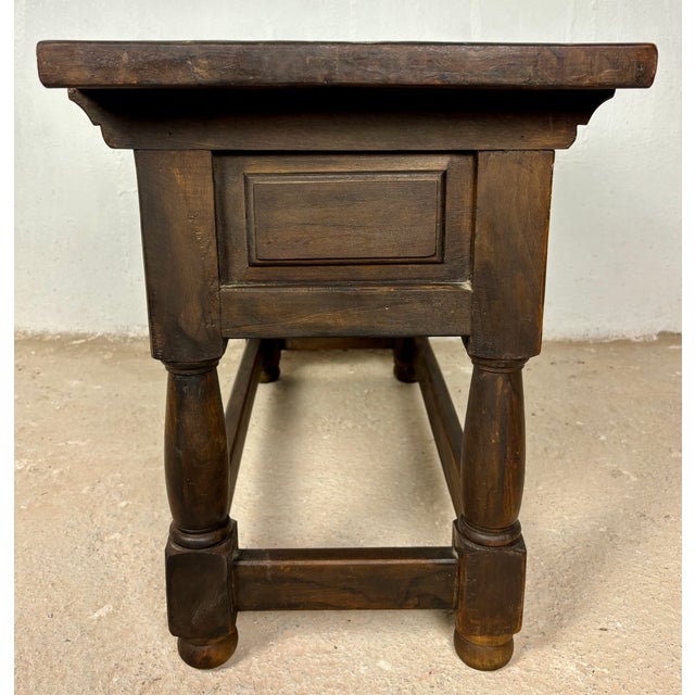 Antique Spanish Rustic Oak Side Tables with Drawers, 1900s, Set of 2 For Sale - Image 12 of 14
