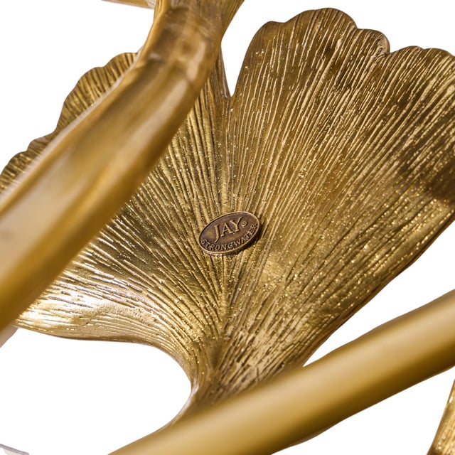 Brass Jay Strongwater Lola Ginkgo Brass Leaf Side Table For Sale - Image 8 of 8