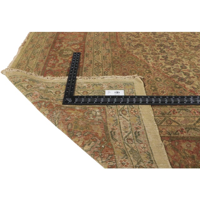 Brown Antique Persian Tabriz Rug - 09'08 X 13'09 For Sale - Image 8 of 9