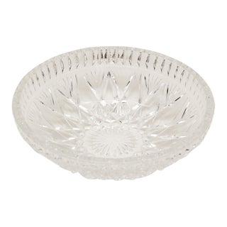 European Diamond Cut Crystal Serving Bowl, Circa 1970s For Sale