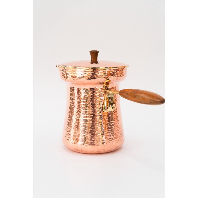 Hammered Copper, Brass, and Wood Can, 1920s For Sale - Image 6 of 13