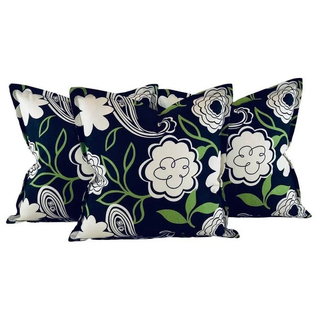 Textile Premier Prints MM Designs Black Cream & Green Botanical Floral Leaf Leaves Paisley Pillow Covers- 3 Pieces For Sale - Image 7 of 7