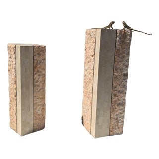 Pair of Tessellated Coral and Pink Stone Pedestals For Sale